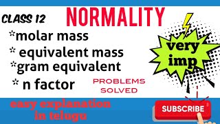 Normality molar mass equivalent mass gram equivalent no of moles n factor [upl. by Salohcim]