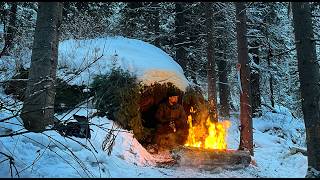 Leave the Tent at Home How to Survive in Winter in a Wild Forest With a Hidden Shelter Under a Stone [upl. by Wallace]