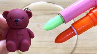 Makeup slimeSatisfying slime coloring with lipstickampHighlighter compilation Lipstick slime ASMR [upl. by Nonnad110]