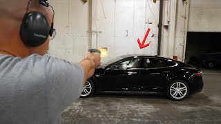 Will a BULLET PROOF Tesla actually stop bullets [upl. by Neelya]