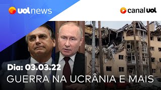 Guerra na Ucrânia últimas notícias e imagens de ataques da Rússia Bolsonaro e Putin  UOL News [upl. by Kcirdec481]