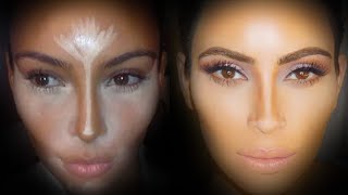 HOW TO CONTOUR AND HIGHLIGHT LIKE KIM KARDASHIAN [upl. by Arema]