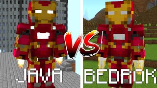 Iron Man in Fisk Superheroes  Minecraft BEDROCK vs Minecraft JAVA [upl. by Ahsieyn]