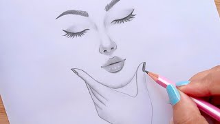 Easy way to draw a face  Pencil Sketch for beginners  Güzel Kız Çizimi [upl. by Odom]