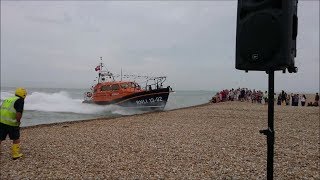 Shannon Class RNLI Lifeboat  Beaching Recovery at Dungeness [upl. by Ahseken]