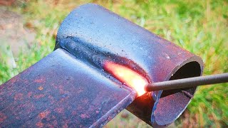 Only a few people know the technique of welding round tube pipe to steel plate [upl. by Nasah]