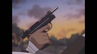 Larry Rally Vincent shoots Radinov at close range in Gunsmith Cats 1995 [upl. by Ahsenik]