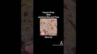 Pepper Steak with Jamaican Rice and Peas food steakhouse delicious shortsvideo youtubeshorts [upl. by Aneeroc]