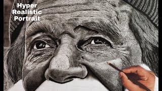 Hyper Realistic Drawing  Old Man Portrait [upl. by Matias]