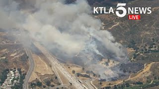 Crews battle Elsmere Fire near 14 Freeway in Santa Clarita [upl. by Packston]