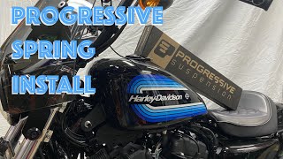 Progressive Fork Spring Install Harley Davidson Iron1200 Sportster [upl. by Anaynek]