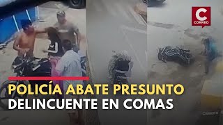 CÁMARAS captan momento en que POLICÍA abate a delincuente que lo asaltó en Comas [upl. by Tor]