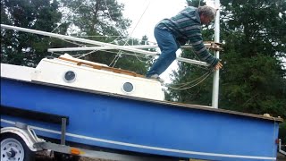 How to Rig a Gaff Head Cat Sailboat Bay Hen [upl. by Eckmann]