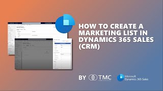 How to Create a Marketing List in Dynamics 365 Sales CRM [upl. by Adiehsar]