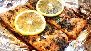 Air Fried Lemon Garlic Salmon in Foil  Cooked from Frozen [upl. by Adnirak]