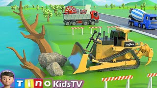 Bulldozer Dump Truck amp Wheel Loader Truck for Kids  Zipline Transport Construction 28 [upl. by Ivette]