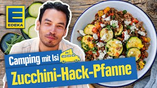 Einfache Zucchini Hackfleisch Pfanne  Camping mit Isi [upl. by Adnirak]