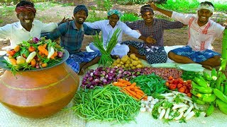 BIG VEGETARIAN RECIPE  BISI BELE BATH  Healthy Vegetables Recipe  Sambar Sadam Cooking In Village [upl. by Saunderson]