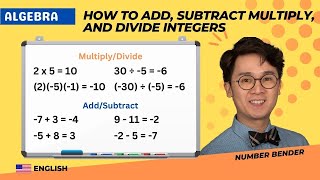 HOW TO ADD SUBTRACT MULTIPLY AND DIVIDE INTEGERS  algebra [upl. by Irret]