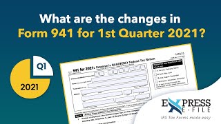 Changes in Form 941 for 1st Quarter 2021  Revised Form 941 for 2021 [upl. by Patrice843]