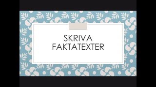 Skriva på SFI  Faktatexter [upl. by Haman]