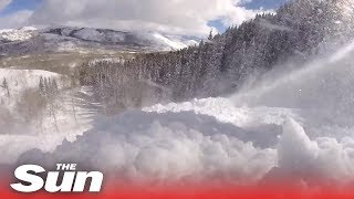 GoPro captures terrifying moment skier gets caught in an avalanche [upl. by Xonk]