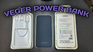 VEGER POWER BANK 25000mah [upl. by Haeel712]