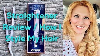 Conair Double Ceramic Flat Iron Hair Straightener Review and How I Curl My Hair with a Straightener [upl. by Arvie]