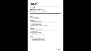 AQA A LEVEL ENGLISH LANGUAGE PAPER 2 QUESTION PAPER 202377022language diversity and change [upl. by Tabina]