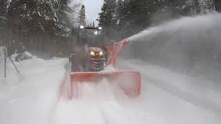 389 Blowing Snow Answering Questions Kubota LX2610 compact tractor LX2980 Snow blower outdooor [upl. by Aciria]