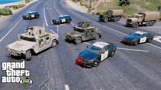 Highway Patrol Escorting Secret Military Convoy In GTA 5 [upl. by Whit]