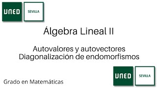 Autovalores y autovectores  Diagonalización de endomorfismos  Álgebra Lineal II  UNED [upl. by Akinajnat]