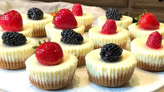 Easy Mini Cheesecakes Recipe  Cheesecake Bites [upl. by Hameean684]