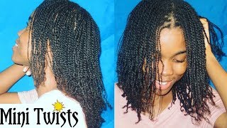 ☆ HOW TO Neatly Install Mini Twists On Your Hair  Length Check  Natural Hair Tutorial [upl. by Aletse]