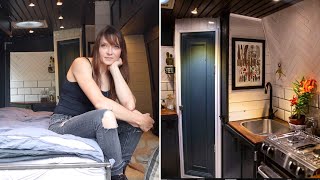 ARTIST BUILT this Beautiful VAN CONVERSION  Custom MURPHY BED SYSTEM 🛌 amp Large Workspace [upl. by Junie]