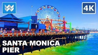 4K Walking tour of Santa Monica Pier in Los Angeles California USA  Vacation Travel Guide [upl. by Sauder]