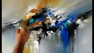 Abstract painting  Blending in Acrylics  Palette knife and brush  Demonstration [upl. by Selmore]