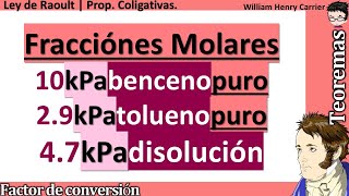 Calcular las 𝑭𝒓𝒂𝒄𝒄𝒊ó𝒏𝒆𝒔 𝑴𝒐𝒍𝒂𝒓𝒆𝒔 con 10 kPa benceno puro 29 kPa tolueno puro 47 kPa solución [upl. by Eulau]