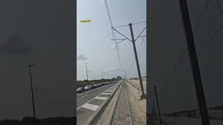 Kusttram ride Zeedijk Ostend Fahrt auf dem Seedeich mit der De Lijn Küstenstrassenbahn shorts [upl. by Ahtelra]