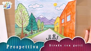 Tutorial lezione facile di prospettiva per bambini Arte immagine scuola primaria [upl. by Iah218]