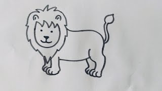 How to draw a cartoon lionSimple and easy lion drawing for kids [upl. by Ahsikyt511]