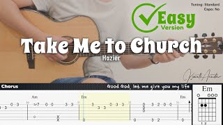 Take Me To Church Easy Version  Hozier  Fingerstyle Guitar  TAB  Chords  Lyrics [upl. by Elleirda917]