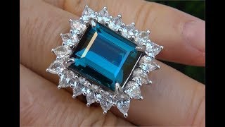 GIA Certified 1605 ct FLAWLESS Natural Indicolite Tourmaline Diamond PLATINUM Estate Ring  A131657 [upl. by Aicilf]