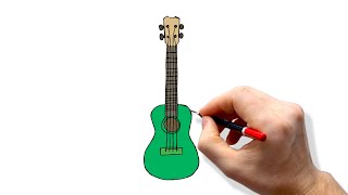 How to draw a guitar step by step for kids [upl. by Clemen]