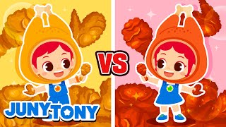 Fried Chicken vs Seasoned Chicken 🍗  VS Series  Food Song  Funny Kids Songs  JunyTony [upl. by Micco794]