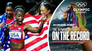 USA breaks 4x100M Womens Records In London 2012  The Olympics On The Record [upl. by Anaul946]