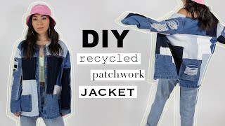 Making a Patchwork Jacket from Recycled Jeans  Sewing with coolirpa [upl. by Joli]