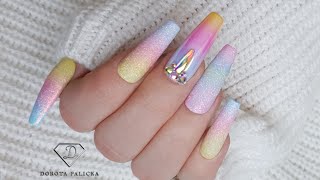 How to do 3 colour gel ombre nail art Sponge technique ombre with gel Sponging nail art [upl. by Utter]