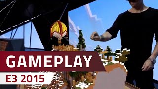 Playing Minecraft with the Microsoft HoloLens  E3 2015 Demo [upl. by Madelena]