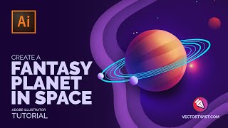 Create a 3D Planet in Space  Illustrator Tutorial [upl. by Malia]